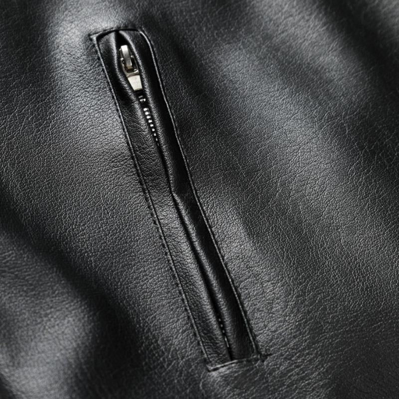 Men's Stand Collar Slim Leather Jacket 11233032X