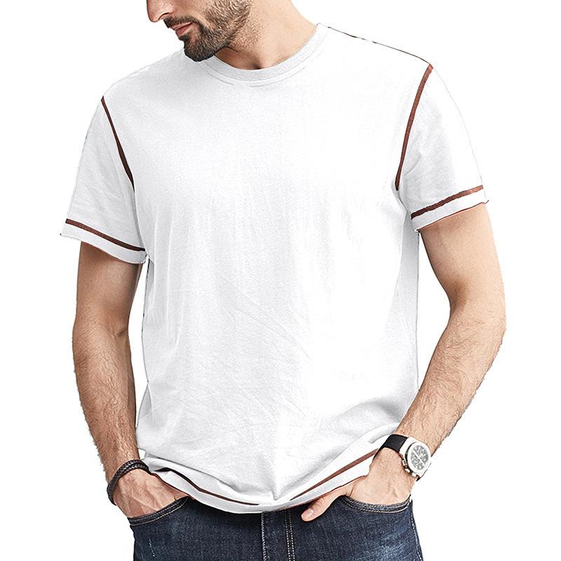 Men's Solid Color Topstitched Short Sleeve T-Shirt 76680510Y
