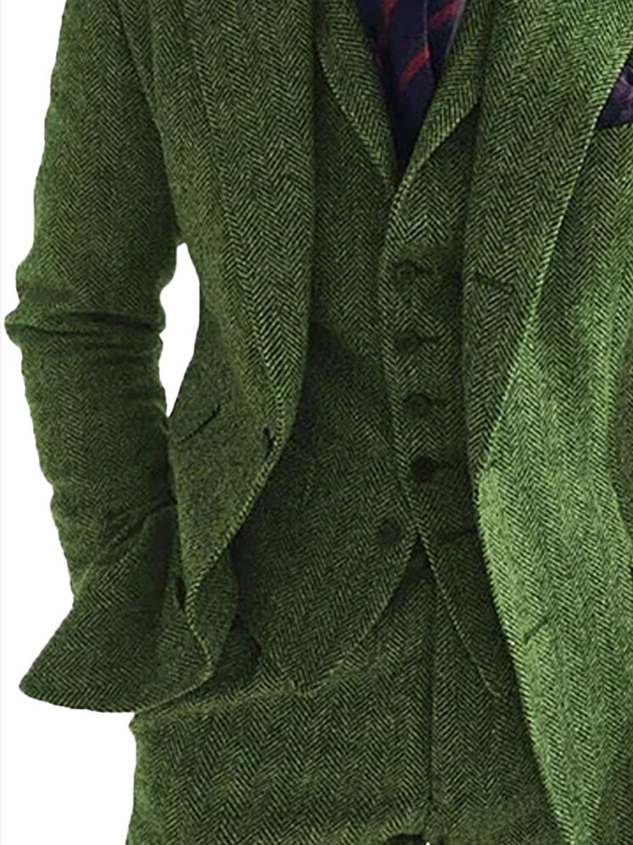 Men's Herringbone Double-Sided Tweed Casual Blazer 12042897XL