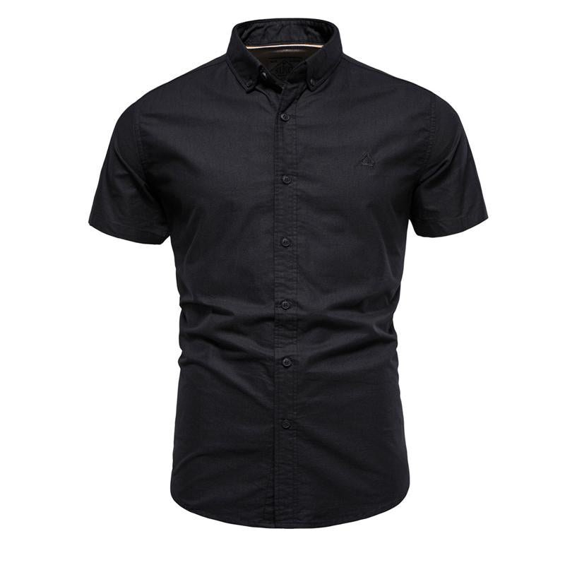 Men's Solid Color Short Sleeve Lapel Shirt 05430490X