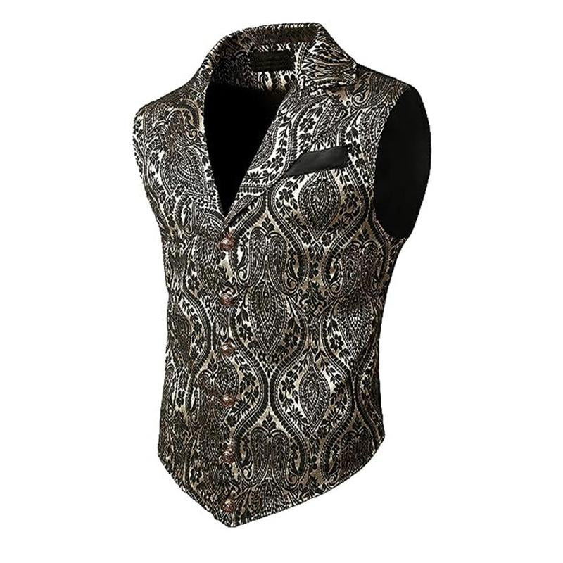 Men's Vintage Print Lapel Suit Vest 25193789Y