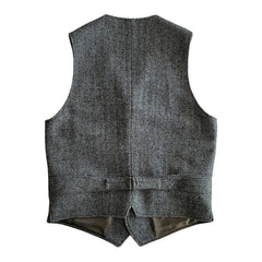 Men's Retro Herringbone V-Neck Single-Breasted Multi-pocket Vest 63551775M