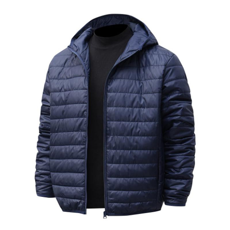 Men's Solid Color Casual Hooded Short Cotton Jacket 22653239X