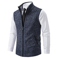 Men's Stand Collar Sleeveless Knitted Fleece Vest (without shirt)07402474X