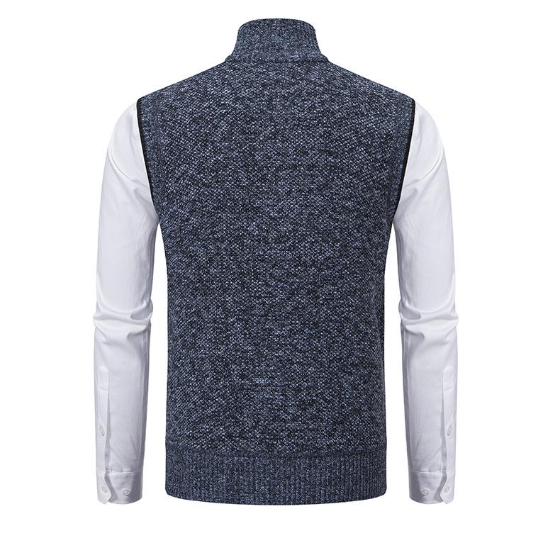 Men's Stand Collar Sleeveless Knitted Fleece Vest (without shirt)07402474X