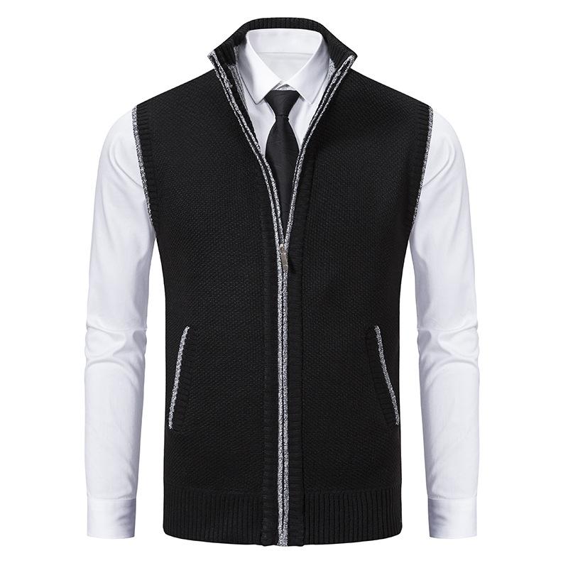Men's Stand Collar Sleeveless Knitted Fleece Vest (without shirt)07402474X