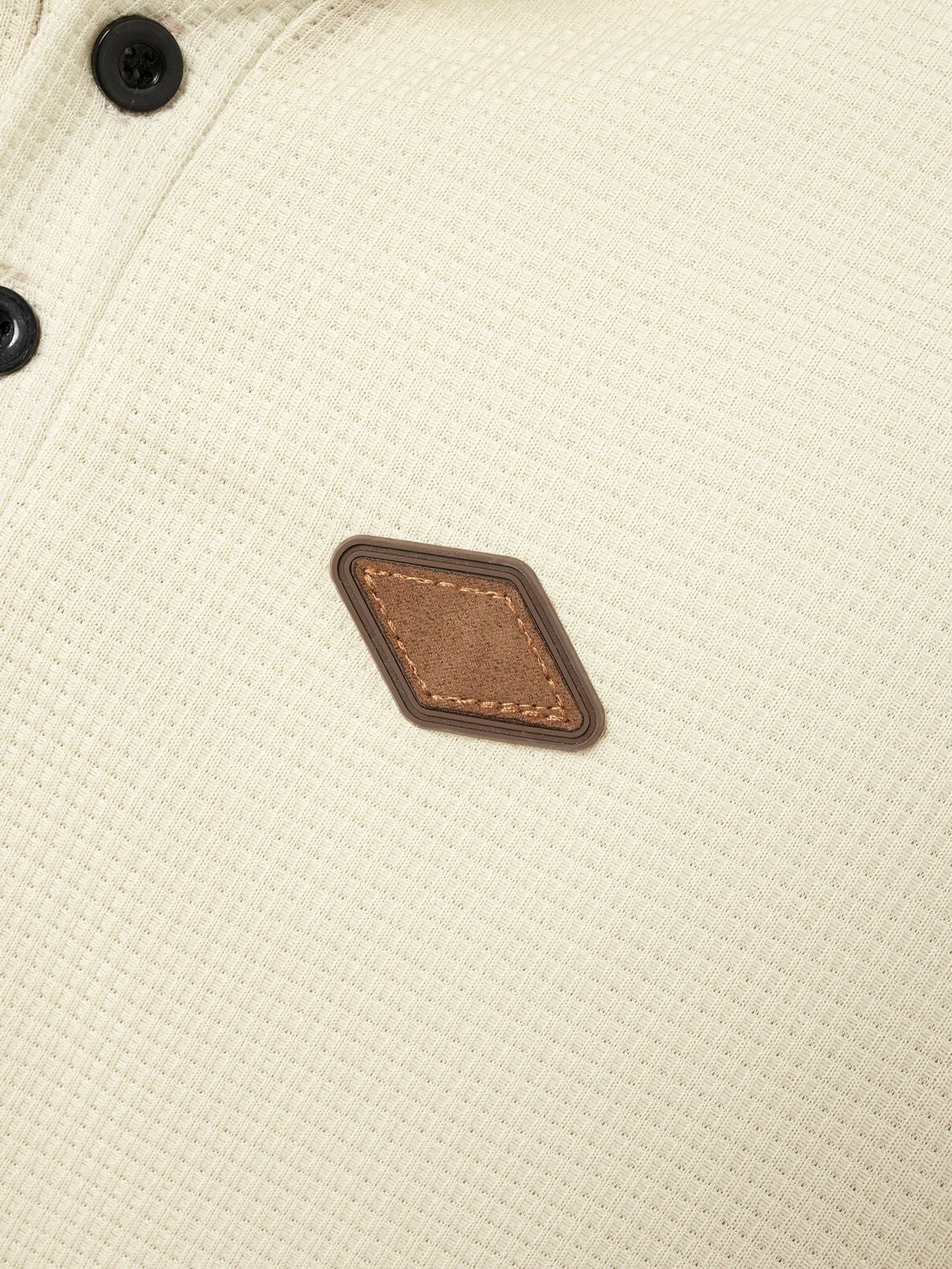 Men's Solid Color Waffle Henley Long Sleeve Pants Set 12318633Y