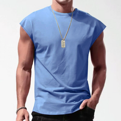 【24-hour shipping out】Men's Solid Loose Sleeveless  Sports T-shirt 64307072Z