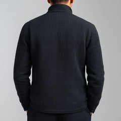 Men's Solid Textured Stand Collar Single Breasted Casual Jacket MTA1901H5Z