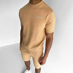 Men's Solid Round Neck Short Sleeve T-shirt Shorts Sports Casual Set 25986168Z