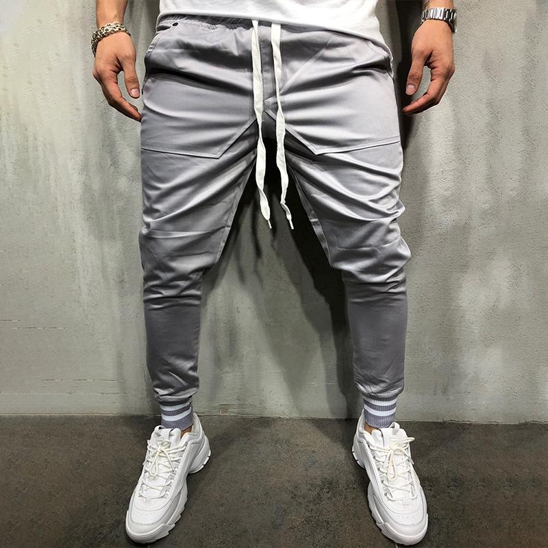 Men's Solid Stitching Elastic Waist Sports Pants 25888091Z