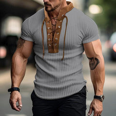 Men's Stand Collar Vintage Lace-up Knitted Sweatshirt 70188157X