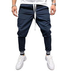 Men's Solid Stitching Elastic Waist Sports Pants 25888091Z