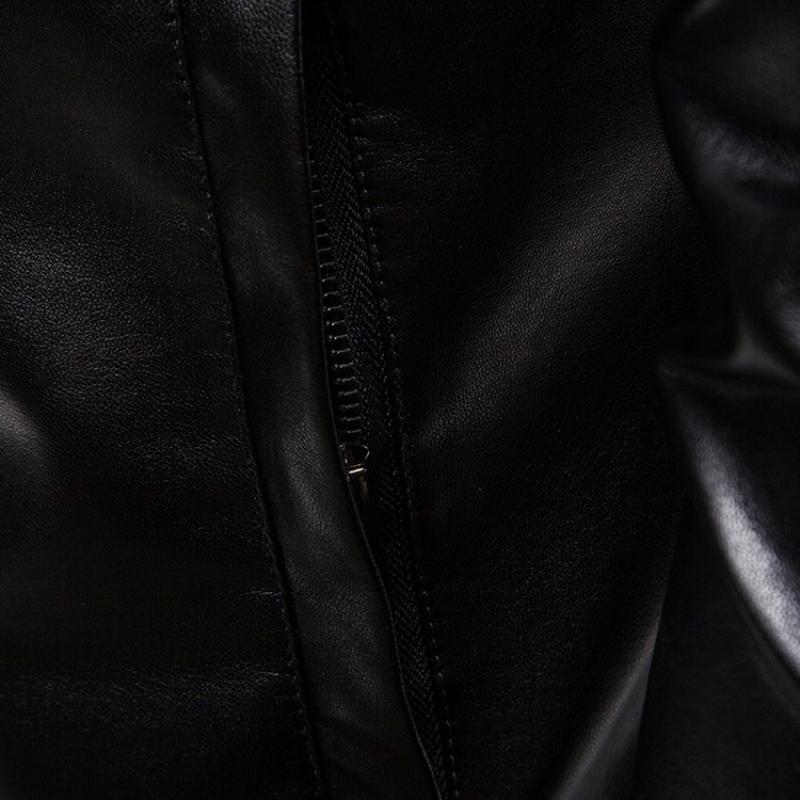 Men's Vintage Slim Stand Collar Panel Leather Biker Jacket 91771623M