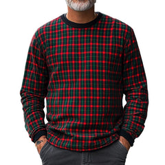 Men's Retro Casual Red and Green Plaid Christmas Crewneck Sweatshirt 97110529TO