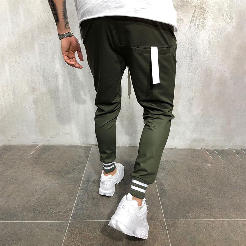 Men's Solid Stitching Elastic Waist Sports Pants 25888091Z