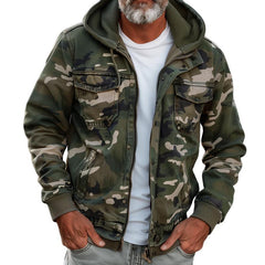 Men's Camouflage Hooded Multi-pocket Zip Cargo Jacket 69249000Z