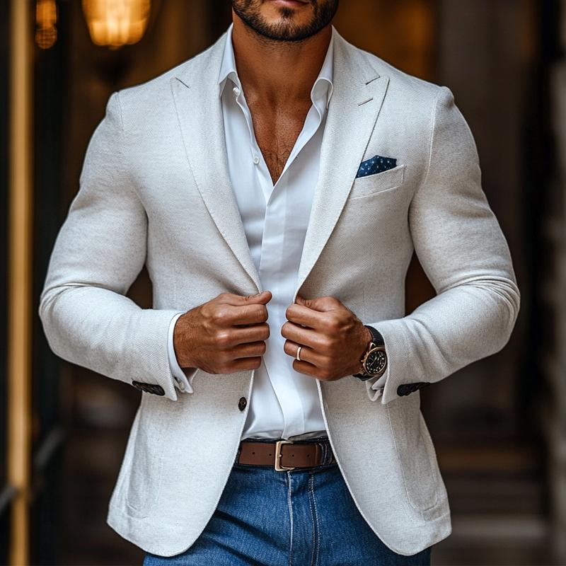 【24-hour shipping out】Men's Fashion Solid Color Peak Lapel Two Buttons Casual Blazer 78750746Z