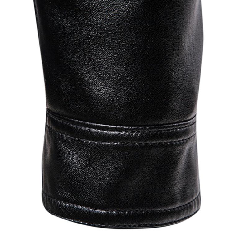 Men's Vintage Slim Stand Collar Panel Leather Biker Jacket 91771623M