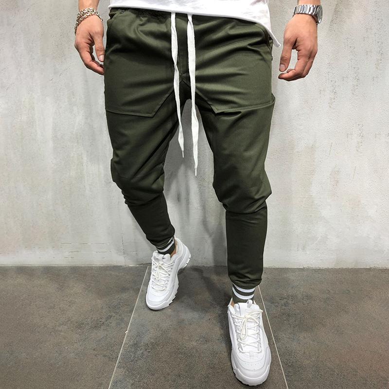 Men's Solid Stitching Elastic Waist Sports Pants 25888091Z