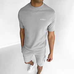 Men's Solid Round Neck Short Sleeve T-shirt Shorts Sports Casual Set 25986168Z